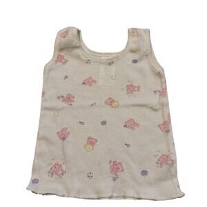 Vintage Bon Bébé Baby Tank Top Pink Teddy Bear Print 3–6 Months Small Hong Kong